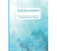Graph Paper Notebook: Cute Watercolor Notebook for Art, Science and Math | Quad Ruled, 5 x 5 | 8.5 x 11 in | 120 Pages