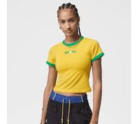 Jordan Brasil IF3926-741 - Maglietta da Donna con Grafica e Scollo Rotondo, Colore Verde (Varsity Maize/Lucky Green), XS