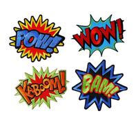 Graphic Dust POW WOW BAM KABOOM Superhero Boom Bang Embroidered Iron on Patch Comic Pow Wow Kaboom Sound Effect Backpack Car