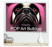 Graphic PoP Art Bulldogge (hochwertiger Premium Wandkalender 2026 DIN A2 quer), Kunstdruck in Hochglanz: Lustige Graphic PoP Art Bulldogge in bunten Farben