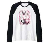 Graphic Siamese Cat Maglia con Maniche Raglan
