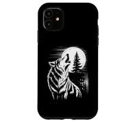 Graphic Wolf Howling Moon Forest Nature Wildlife Animal Custodia per iPhone 11