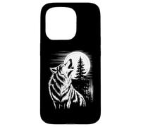 Graphic Wolf Howling Moon Forest Nature Wildlife Animal Custodia per iPhone 15 Pro