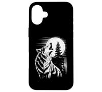Graphic Wolf Howling Moon Forest Nature Wildlife Animal Custodia per iPhone 16 Plus