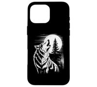 Graphic Wolf Howling Moon Forest Nature Wildlife Animal Custodia per iPhone 16 Pro Max