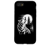 Graphic Wolf Howling Moon Forest Nature Wildlife Animal Custodia per iPhone SE (2020) / 7/8