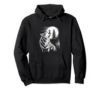 Graphic Wolf Howling Moon Forest Nature Wildlife Animal Felpa con Cappuccio