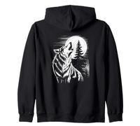 Graphic Wolf Howling Moon Forest Nature Wildlife Animal Felpa con Cappuccio