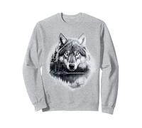 Graphic Wolf on the Hunt - Forest Wildlife Nature Tee Felpa