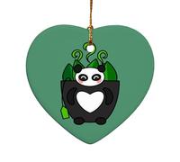 GRAPHICS & MORE Tazza a forma di cuore con tè verde in panda gigante in porcellana per albero di Natale, 7,1 cm