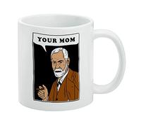 GRAPHICS & MORE Tazza da caffè in ceramica con scritta in lingua inglese "Your Mom Sigmund Freud, divertente, idea regalo, per caffè, tè e bevande calde, 325 ml, bianco
