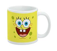 GRAPHICS & MORE Tazza da caffè in ceramica SpongeBob con faccina sorridente, novità regalo per caffè, tè e bevande calde, 325 ml, bianca