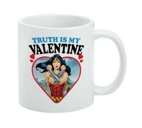 GRAPHICS & MORE Tazza da caffè in ceramica Wonder Woman Truth is my Valentine, novità regalo per caffè, tè e bevande calde, 325 ml, bianca