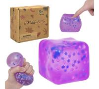 Graphinza Large Snowflake Cube Squeeze Toys, 2.76in Big Squishy Stress Cube, Soft & Durable Squeeze Toy for Boys & Girls Age 3+ and Adults (Purple)