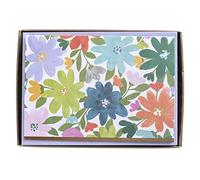 Graphique - Biglietti in scatola, Flower Power, include 16 biglietti con buste abbinate e scatola portaoggetti, cartoleria carina realizzata su cartoncino resistente, dimensioni 10,2 x 14,3 cm