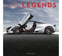 Graphique Calendario da parete 2024 Car Legends, 30,5 x 30,5 cm, carta spessa, organizer per casa e ufficio, grande griglia mensile, 3 lingue e festività contrassegnate, pagina di anteprima di 4 mesi