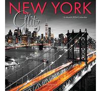 Graphique Calendario da parete 2024 New York Glitz, 17,8 x 17,8 cm, carta spessa, organizer per casa e ufficio, grande griglia mensile, 3 lingue e festività contrassegnate, pagina di anteprima di 4