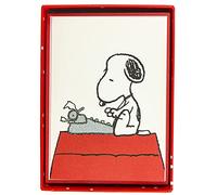 Graphique Peanuts Typewriter Boxed Notecards, 16 biglietti Snoopy at Typewriter impreziositi con glitter, con buste coordinate e scatola portaoggetti, 8,3 x 12,1 cm