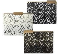 Graphique Set di cartelle portadocumenti a pois dorati: il set include 9 cartelle con 3 disegni unici a pois, impreziosite con lamina d'oro su cartoncino resistente rivestito a triplo taglio, 29,8 x