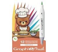Graph'it Brush - Set di 12 pennarelli per alcol a doppia punta e pennello extra fine, set cozy colo