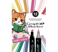 Graph'it Brush - Set di 12 pennarelli per alcol a doppia punta e pennello extra fine, set cozy colo