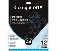GRAPH'IT 12 fogli di carta trasferibile per tracciare su tutti i supporti, non grassa, non sporca, cancellabile e resistente, formato A4, colori assortiti Nero, Rosso, Blu