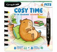 Graph'it - Kit da colorare Cozy Colo - 8 pennarelli per alcol a doppia punta fine e smussata ricaricabili + 8 biglietti da colorare - Set Petz