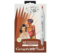 GRAPH'IT Set di 12 pennarelli a doppia punta per disegno manga e illustrazione, punta extra fine e pennello, set People