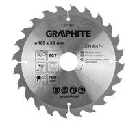 GRAPHITE Widia - Lama per sega circolare in metallo duro per legno, truciolato, MDF, compensato e alluminio, tagli precisi, con anelli riduttori puliti e rapidi