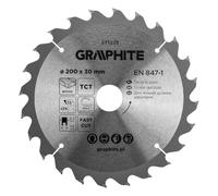 GRAPHITE Widia - Lama per sega circolare in metallo duro per legno, truciolato, MDF, compensato e alluminio, tagli precisi, con anelli riduttori puliti e rapidi
