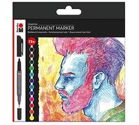 Graphix - Set di 12 pennarelli indelebili con punta doppia, 1-2 mm e 0,5 mm, colori brillanti, ad asciugatura rapida, inchiostro a base di alcol, inodore e impermeabile