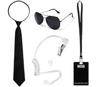 Graplan Agent Accessories Set di accessori per costume MiB, costume da spia per uomini e donne, accessorio agente segreto con occhiali da sole neri, cravatta, cuffie, scheda MIB, set per cosplay