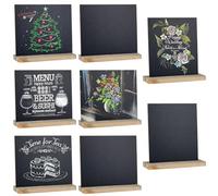 Graplan Mini Lavagna Piccola 8 Pezzi Lavagnette Segnaposto 13 x 15 cm Mini Lavagnette Cancellabili,Mini Lavagna Legno Doppia Faccia con Cavalletto per Matrimoni Ristoranti Cartellini Prezzi