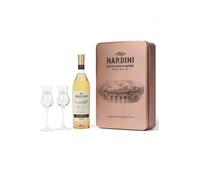 Grappa Riserva in Confezione Latta con 2 Bicchieri Tulipano Idea Regalo | Elegante set da degustazione completo, ideale per servire la grappa con stile e valorizzarne profumi, aromi e intensità.