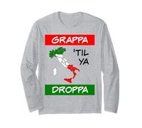 Grappa TIL Ya Droppa Tricolore Italia Bandiera Mappa Umorismo Italiano Maglia a Manica