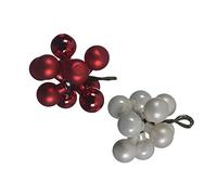 Grappolo 10 palline di Natale di vetro bianco o rosso 1 pezzo