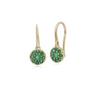 Grappolo Rotondo Smeraldo Cerchio Orecchini ad Amo Goccia IN 9ct Oro Giallo