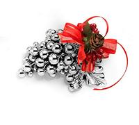 Grappolo UVA in Resina Argentata con Coccarda, Idea Regalo Soprammobile - Scatola Regalo Inclusa, Made in Italy (7 cm)