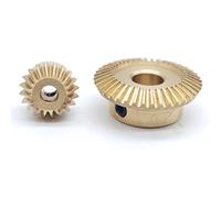 GRASAKY Set di ingranaggi conici in rame 0,5M 1:3, pignone obliquo da 15 denti e 45 denti, ingranaggio conico dritto con ingranamento a 90 gradi Trasmissione conica(15T 4mm 45T 5mm bore)