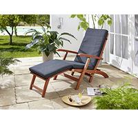 GRASEKAMP Qualität seit 1972 10981 GraseKAMP-Sedia a Sdraio da Giardino, 174x51x6 cm, Colore: Antracite, Tessuto, Grigio
