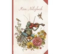 Grashüpfer Notizbuch: Buch für Notizen schönes Naturmotiv mit Heuschrecke Vögel und Blumen auf Notizheft A5 praktisches Schreibheft Dot Grid kleines Geschenk für Naturliebhaber und Insekten Fans