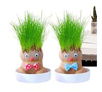Graskopf-Pflanzgefäß - Kreatives Pflanzkopf-Design Mit Grasbewuchs | Lustiger Zimmerpflanzenhalter Fürs Kräuter, Und Sukkulenten | Pflanzdeko - Originelles Geschenk Für Zuhause Unds Büro