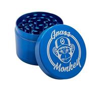Grass Monkey® Basic Metal Grinder - 4 pezzi, Ø 5,5 cm, blu - Robusto macina erbe con colino per polline e pala - Compatto e durevole