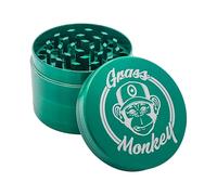 Grass Monkey® Basic Metal Grinder - 4 pezzi, Ø 5,5 cm, verde, robusto macinino per erbe con colino per polline e pala, compatto e durevole