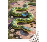 Grass Snake Puzzle Giochi 1000 Pezzi Per Adulti E Ragazzi Arte Grass Snakes And Butterflies Puzzle Adulti Idea Regalo Per 1000pcs (75x50cm)