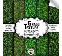 Grass Texture Scrapbook Paper: Double Sided Sheets | Green Grass for Decoupage, Collage, Junk Journals, and Various DIY Craft Projects | 8.5" x 8.5" (21.59 x 21.59 cm)
