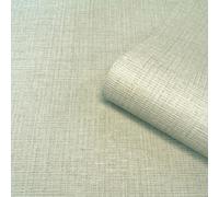 Grasscloth Carta da Parati Ruvida Vinile Tinta Unita Verde Salvia Metallico 2347