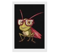 Grasshopper che indossa occhiali da vista Mantide in preghiera Kit per pittura a mosaico con strass, rotondo, completo a punto croce, immagini artistiche per la decorazione delle pareti della casa