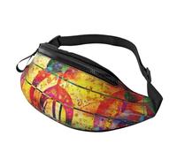 Grasslandcy - Marsupio verde per uomo e donna, alla moda, per viaggi, sport, passeggiate, Nota musicale in legno colorato, Taglia unica