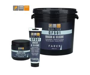 Grasso pasta trasparente al di silicone Metalli Plastica Gomme 500ml Faren GF501
